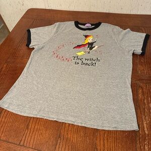 Vintage Bewitched Witch T-Shirt Adult L (Ringer TV SHOW) Heather Gray